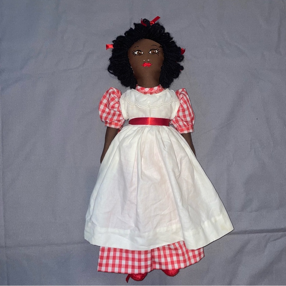 Old Americana Handmade Cloth Rag Doll Girl Vintage Folk Art 20 In